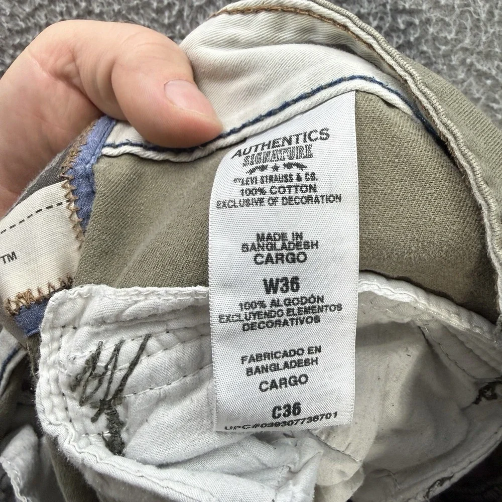 Levi Strauss Shorts‎ Mens 38 Green Cargo Skater Heavy Weight Grunge Faded Y2K
